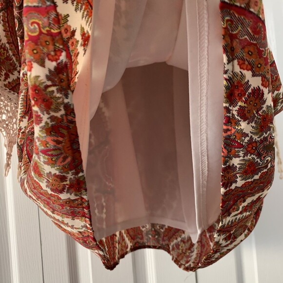 Lovemarks Dress Womens Small Red Paisley Long Sleeve Open Back Boho Crochet - Picture 6 of 10